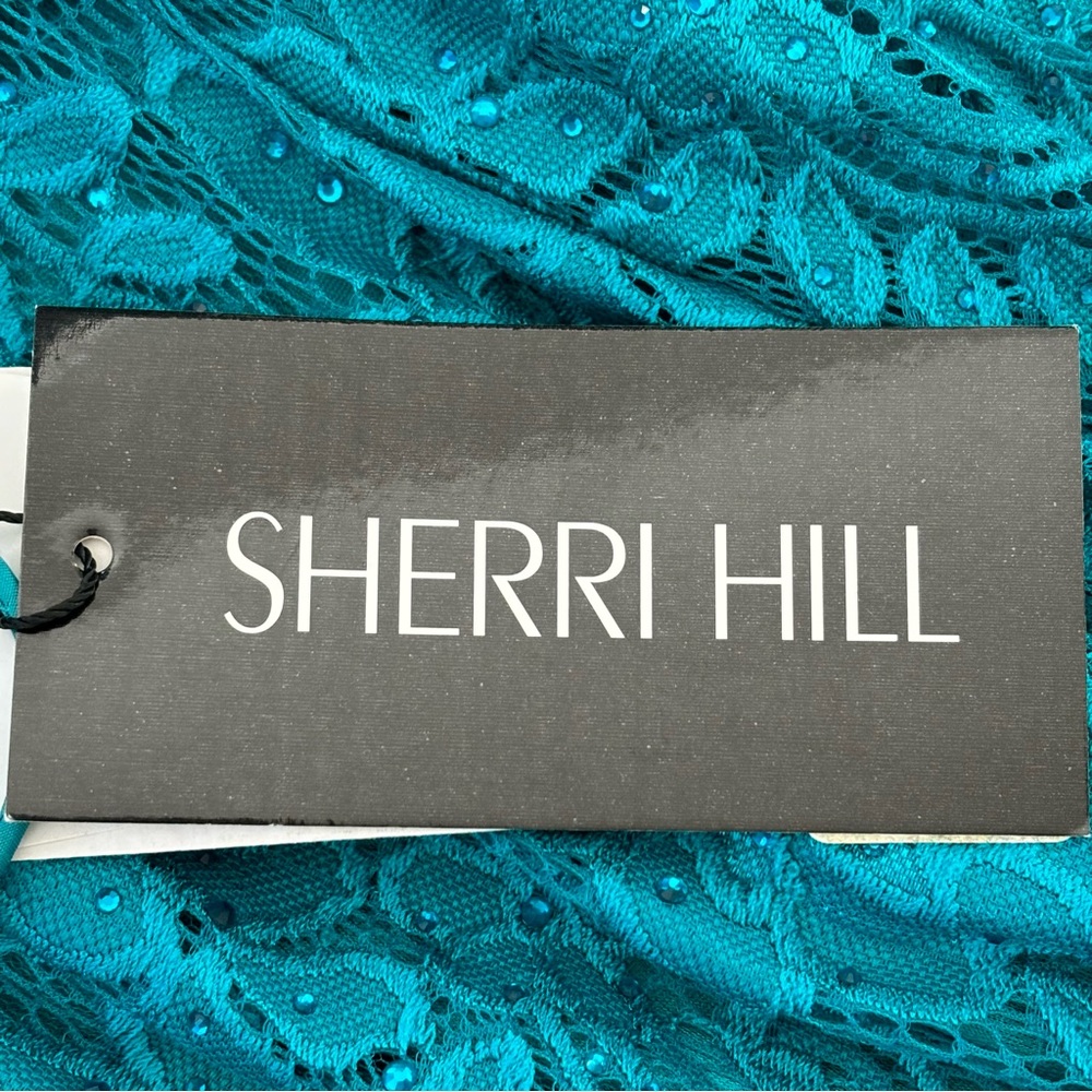 Sherri Hill Prom Dress 8 Mermaid Lace Gown 53359 Strappy Open Back Jade Green - Picture 14 of 15